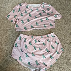 Pink dino pj set